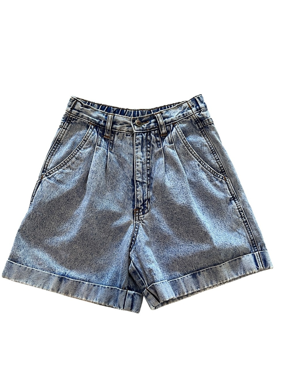 Vintage Bill Blass High Waisted 100% Cotton Light Blue Denim Jean Short-4Petite